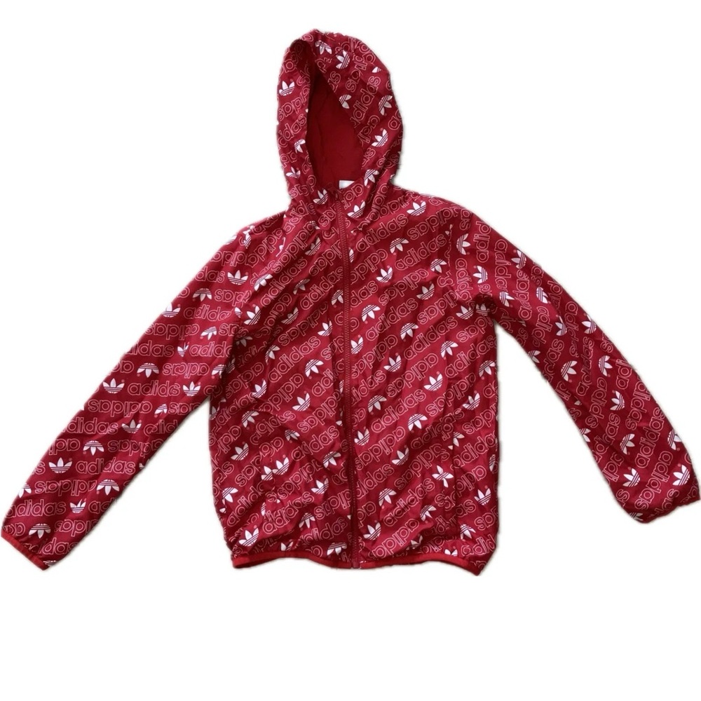 Adidas Kid's JKT Sporty Trend Geometric Long Sleeve Jacket - Red Size 9-10